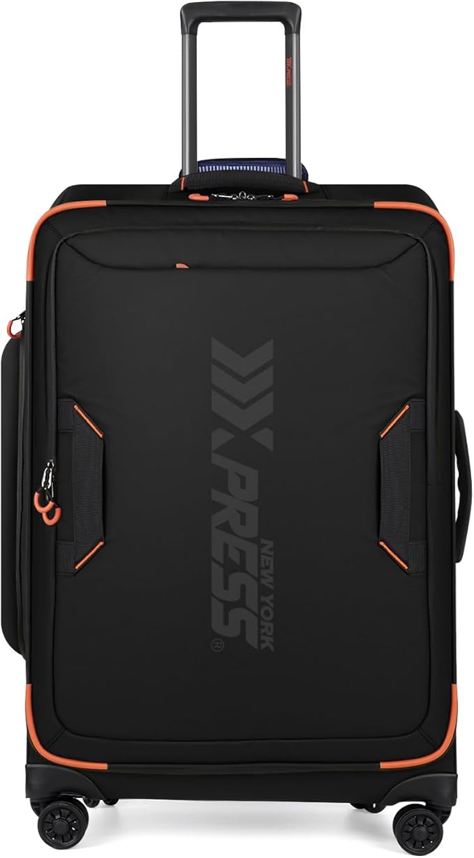 26'' Softside Rolling Luggage with Double Spinner Wheels,Waterproof,Lightweight Travel Suitcase for Men Women（Black,26in）