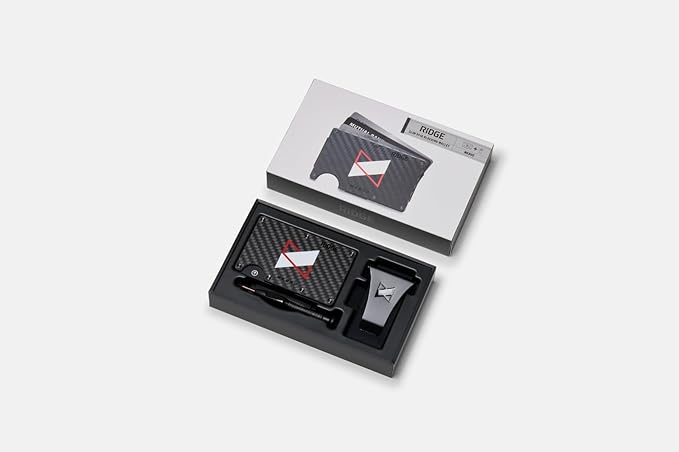 Ridge Wallet for Men - Slim Minimalist Compact Wallet and Card Holder, RFID Protected Front Pocket Wallets for Men with Integrated Cash Strap