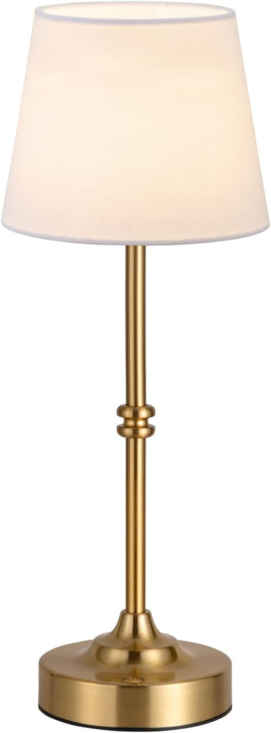 Kakanuo Cordless Table Lamp, Rechargeable Battery Operated, Brass, 1 Pack | 4000mAh Battery, USB-C Charging, 3000K Warm Light, Touch Control, Stepless Dimming, Bedside, Dining Table, Living Room