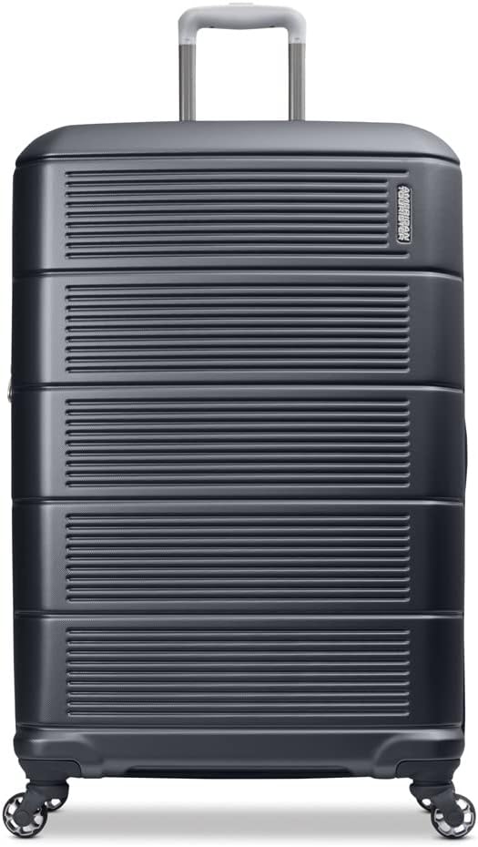 American Tourister Stratum 2.0 Expandable Hardside Luggage with Spinner Wheels, 28-Inch Checked-Large, Charcoal