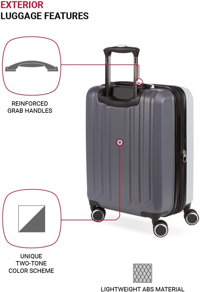 SwissGear Duet Expandable Luggage Set, 3-Piece Hardside Luggage Set with Spinner Wheels