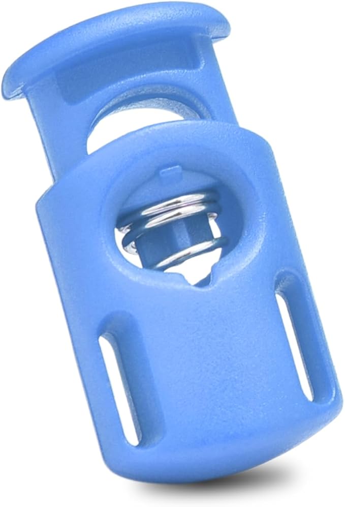 CooBigo 10 Pack Plastic Spring Cord Locks for Drawstring Paracord, Cord Stopper Toggle Clasps for Sweatpants Hoodie Gloves Hats String Clip Elastic Shoeslace String Lock BabyBlue