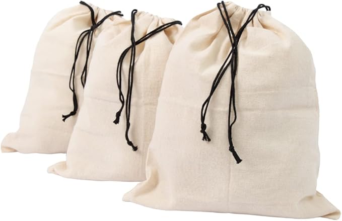 Organic Cotton Shoes Storage Bags - Convenient Shoe Bags for Travel & Storage - Dust Proof Sneaker Bags - Easy to Pack, Convenient to Carry & Foldable Shoes Drawstring Bags (3 Large: 23"x19")