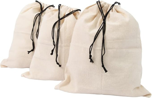 Organic Cotton Shoes Storage Bags - Convenient Shoe Bags for Travel & Storage - Dust Proof Sneaker Bags - Easy to Pack, Convenient to Carry & Foldable Shoes Drawstring Bags (3 Large: 23"x19")