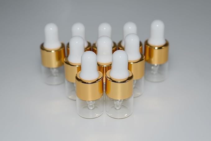 Small Dropper Bottle, 10pcs 1ml Mini Sample Dropper Bottles Mini Makeup Containers for Travel Liquids Tiny Glass