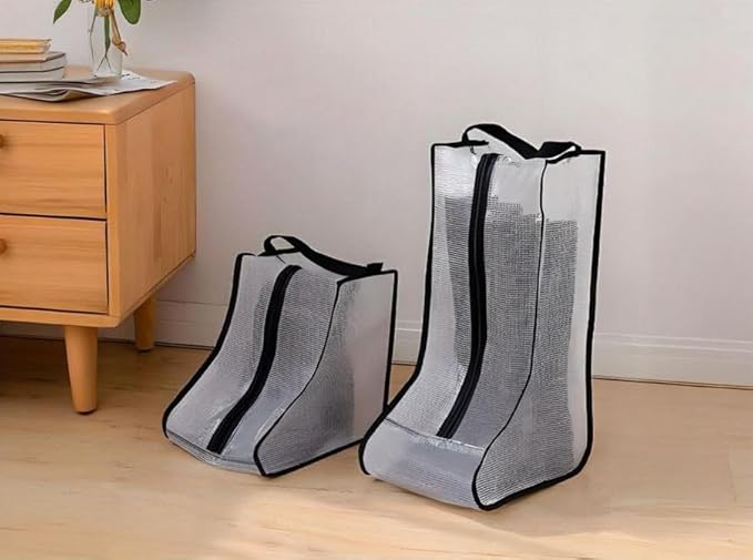 Hewnda Portable 2 Pack Boots Storage,Short Portable waterproof storage bags are used for travel storage, under the bed,wardrobe and shoe cabinet (Black Edge), VDF-1035