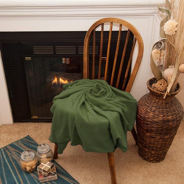 50x60 Throw Blankets, Ultra Soft Hypoallergenic Fleece Fall Throw Blanket for Livingroom, Couch, Chair, Bed, Olive Green