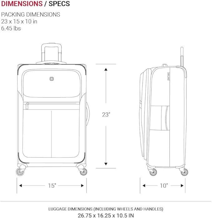 SwissGear 4010 Softside Luggage with Spinner Wheels, Black, Checked-Medium 23-Inch