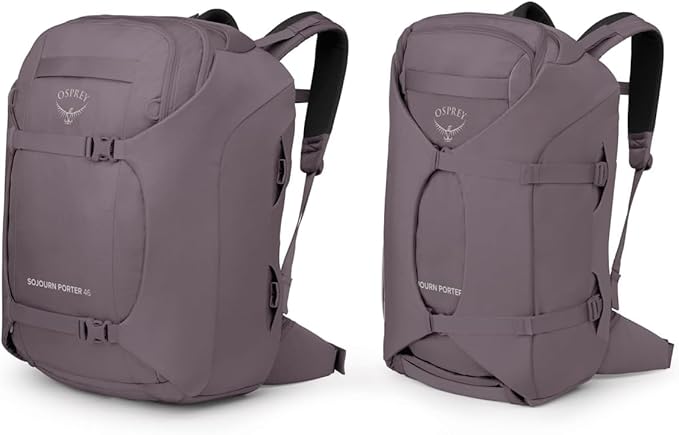 Osprey Sojourn Porter 46L Travel Backpack - Carry-On Compliant Luggage with StraightJacket Compression and Padded Laptop Sleeve - Durable Pack for International or Urban Travel, Graphite Purple