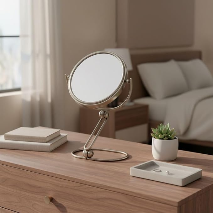 JERDON Compact Magnifying Mirror - Folding 5.5" Travel Mirror with 10X & 1X Magnification - Model MC450N