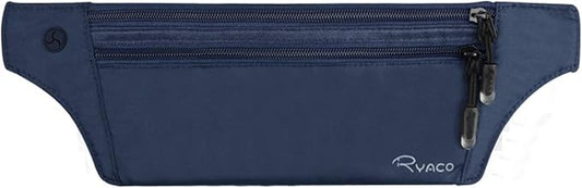 Ryaco Money Belt, Slim Passport Holder RFID Blocking Hidden Wallet Travel Essentials Pouch for Women Men With Adjustable Strap Waist Bag to Protect Cash, Credit Cards and Documents