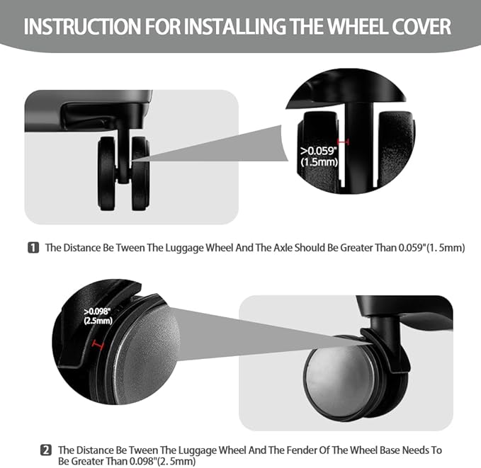 TUCANA Silicone Luggage Wheel Covers for Suitcases or Office Chair Caster, Elastic, Mute and Shockproof (Gray)