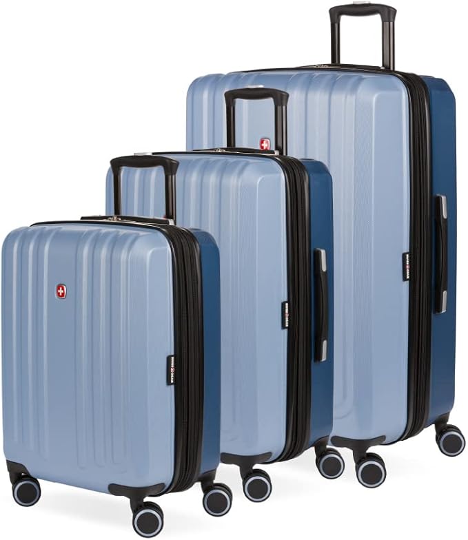 SwissGear Duet Expandable Luggage Set, 3-Piece Hardside Luggage Set with Spinner Wheels