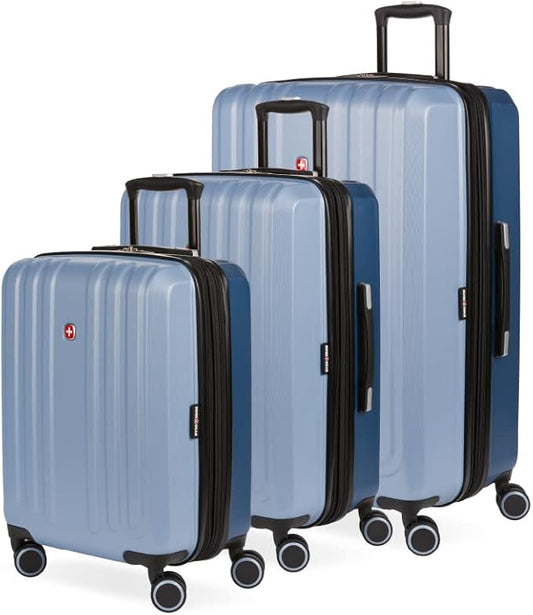 SwissGear Duet Expandable Luggage Set, 3-Piece Hardside Luggage Set with Spinner Wheels