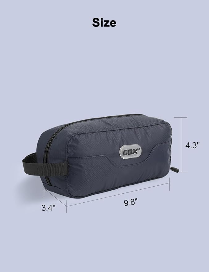GOX Travel Small Toiletry Bag for Men Nylon Dopp Kit Medicine Bag Organizer Pouch Shave Kits for Teens Bathroom Compact Navy 9.8 * 4.3 * 3.3 Inches