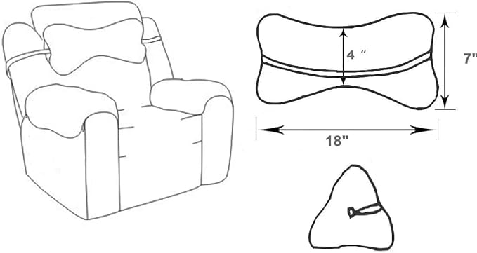 Head Recliner Pillow Adjustable Cotton Headrest Pillows for Recliner Chairs, Pain Relief Neck Support Pillow for Travel Home Sofa Armchair with Zipper Cover (Camel)