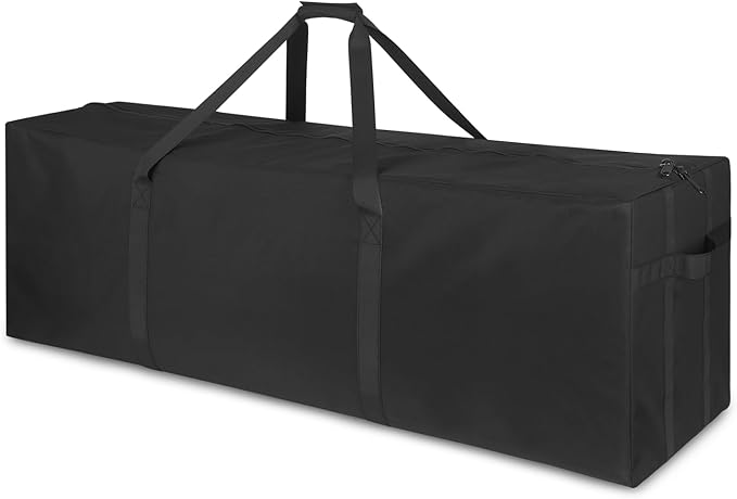 TOPDesign 1-Pack 58 Inch Extra Extra Large Zippered Duffel Bag for Travel Camping Sports Equipment Storage, Waterproof Foldable Luggage Bag with Padded Handles (Black)