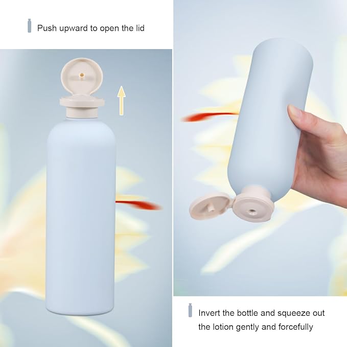 ASEVAT 13.5oz 4pack Refillable Travel Shampoo and Conditioner Bottles, Travel Size containers, Travel Bottle for toiletries, Squeeze Bottles with Flip Cap, Empty Plastic Leak Proof Travel Bottles