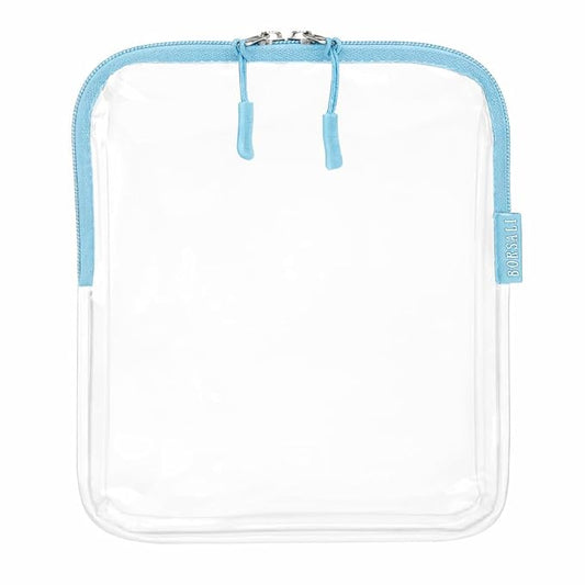 BORSALI TSA Approved Toiletry Bag - Clear Quart Size for 3-1-1 Carry On Travel - Makeup Organizer Cosmetic Pouch with Zipper - Travel Accessories - Light Blue