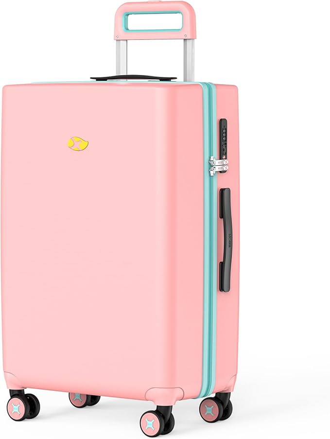 24 Inch Medium Checked Luggage,Hardside Rolling Suitcase with 4 Spinner Wheels & TSA Approved Lock,PC Hard Case Lightweight Carry Luggage for Women