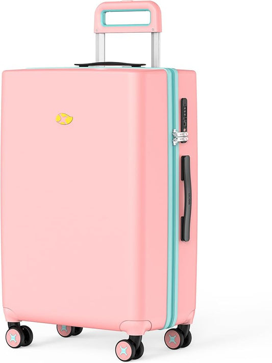 24 Inch Medium Checked Luggage,Hardside Rolling Suitcase with 4 Spinner Wheels & TSA Approved Lock,PC Hard Case Lightweight Carry Luggage for Women