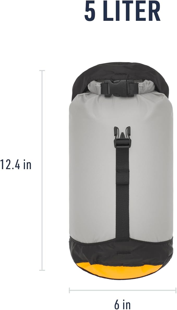 Sea to Summit eVac Ultra-Lightweight Compression Dry Bag, Waterproof Dry Storage, 5 Liter, High Rise Grey