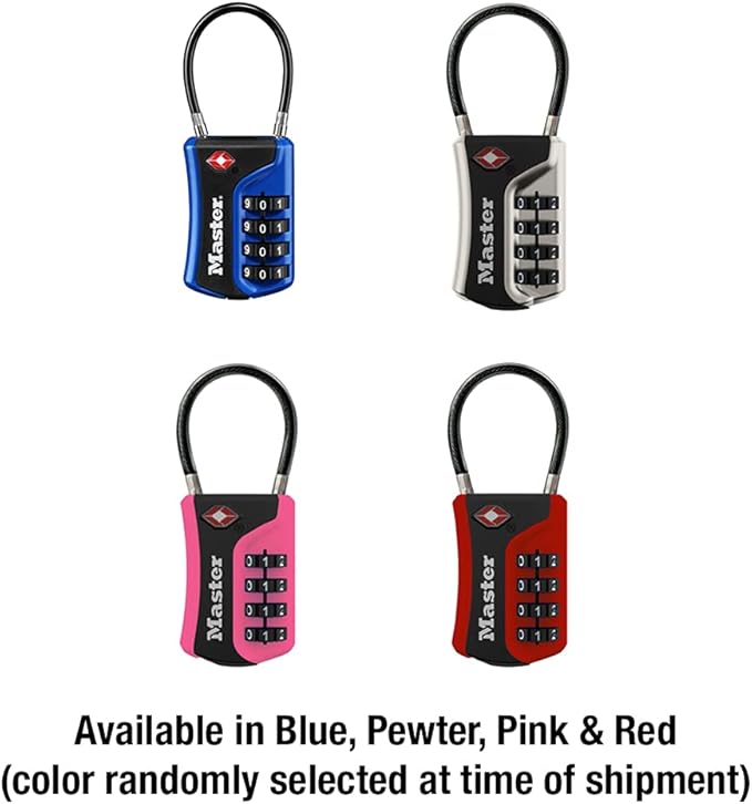Master Lock 4697D Set Your Own Combination TSA Approved Luggage Lock, 1 Pack, Colors May Vary