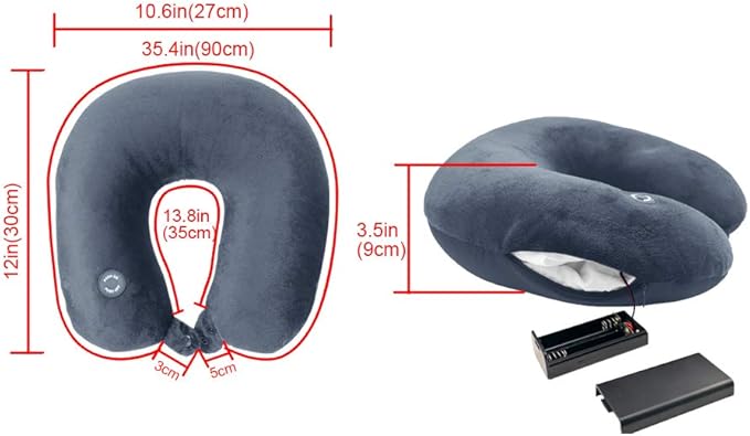 Hooshing Vibrating Neck Pillow Massage Therapy for Traveling Home Rest Portable Neck Pillows for Pain Relief Best Gift for Parents, Deep Blue