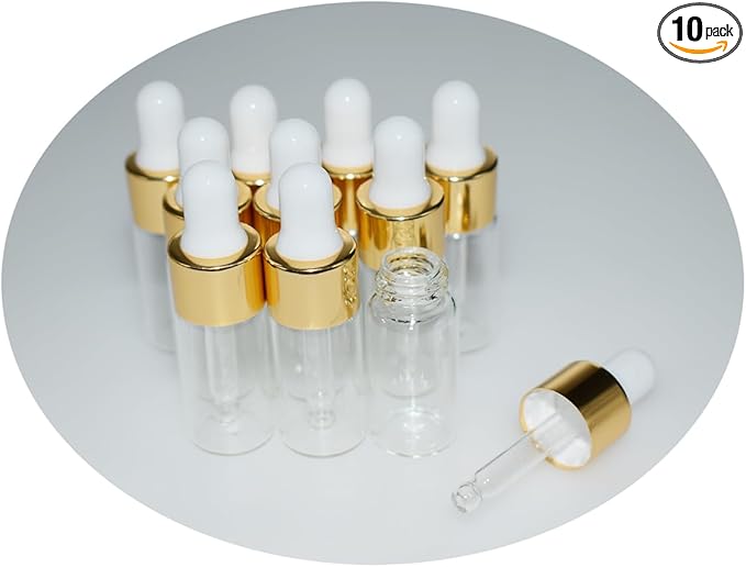 Small Dropper Bottle, 10pcs 4ml Mini Sample Dropper Bottles Mini Makeup Containers for Travel Liquids Tiny Glass