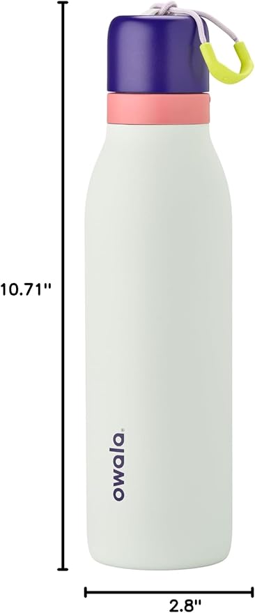 Owala FreeSip Twist Insulated Stainless Steel Water Bottle with Straw for Sports and Travel, BPA-Free, 18-oz, Purple/Mint (Minty Horizon)