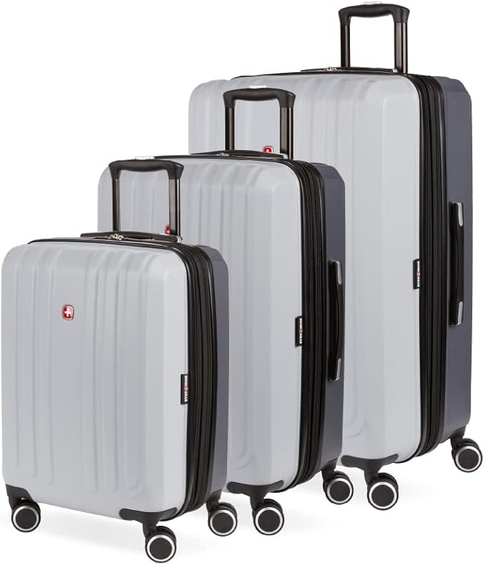 SwissGear Duet Expandable Luggage Set, 3-Piece Hardside Luggage Set with Spinner Wheels