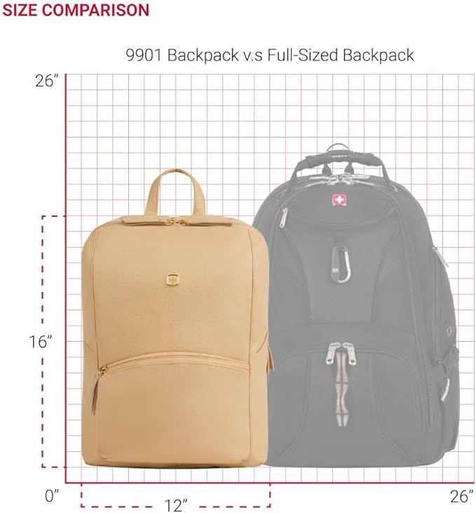 SwissGear Serenity Luxe Women's Laptop Backpack, Laptop Bag Fits Most 13-Inch Laptops, Taupe, 16 Inches