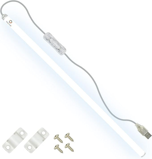 TrueColor USB LED Under Cabinet Light Bar, Frosted Cover, 24 in, Daylight | Easy install, adhesive & mounting brackets included, 100,000 hr lifetime, backlight for monitors, TVs & more