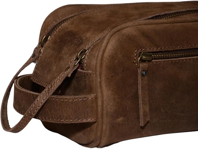 Premium Buffalo Leather Unisex Toiletry Bag/Leather Travel Kit