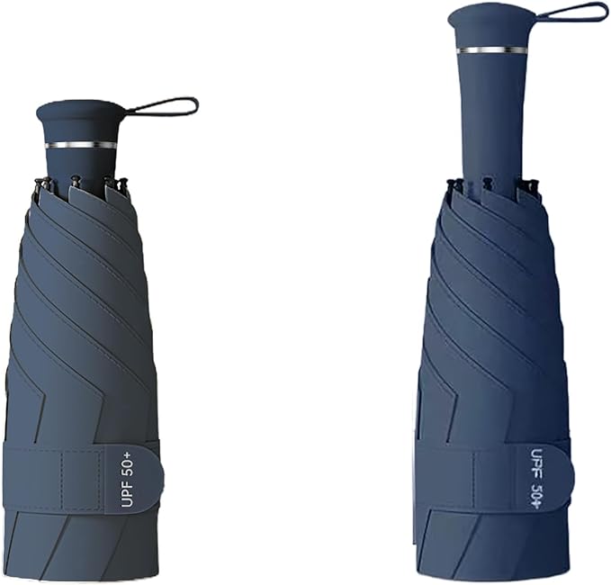 Mini Folding Travel Umbrella with Built-in Hidden Telescoping Handle,Teflon Coating, UPF 50+,UV Protection,Compact Lightweight Portable,6 Ribs Design,Small,Sun/Rain,Women/ Kids/Girls,Backpack Car