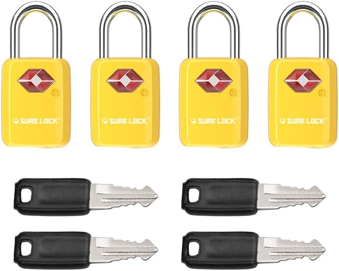 SURE LOCK Mini TSA Approved Keyed Luggage Lock – One Key Opens All, Fits Tight Zipper Gaps & Small Pull Holes, Compact Travel Lock for Suitcases, Backpacks & Handbags
