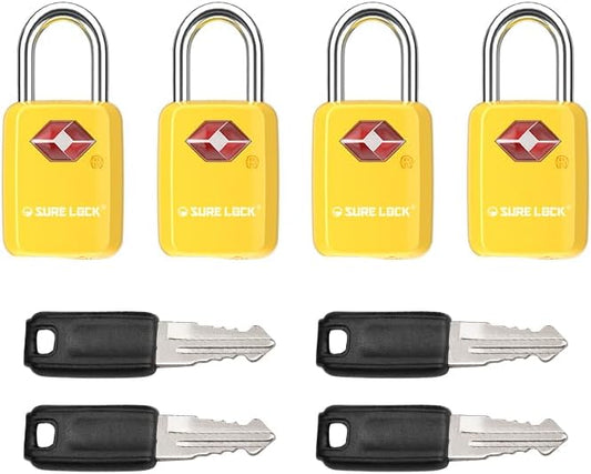 SURE LOCK Mini TSA Approved Keyed Luggage Lock – One Key Opens All, Fits Tight Zipper Gaps & Small Pull Holes, Compact Travel Lock for Suitcases, Backpacks & Handbags