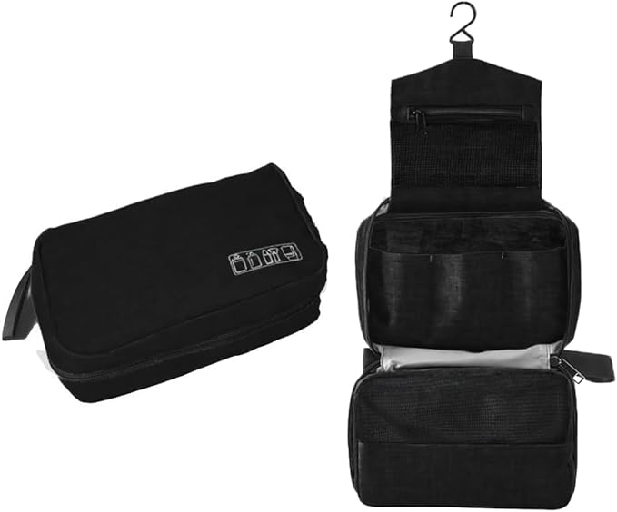 Travel toilet bag is used to store toiletries, Suitable for short-term travel use hanging toilet bag (Black)