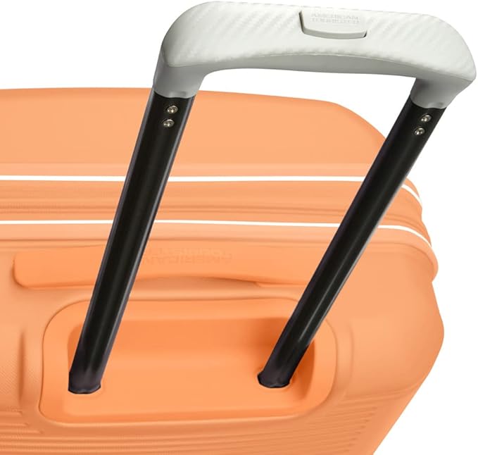 American Tourister Stratum 2.0 Expandable Hardside Luggage with Spinner Wheels, 24-Inch Checked-Medium, Papaya
