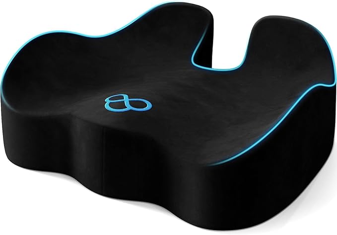 Seat Cushion, Memory Foam Chair Cushions for Tailbone/Sciatica Easing, Chair Pillow with Handles for Car, Office Chair Cushion with Non-Slip Design, Ideal for Post-Surgery Recovery(Black)