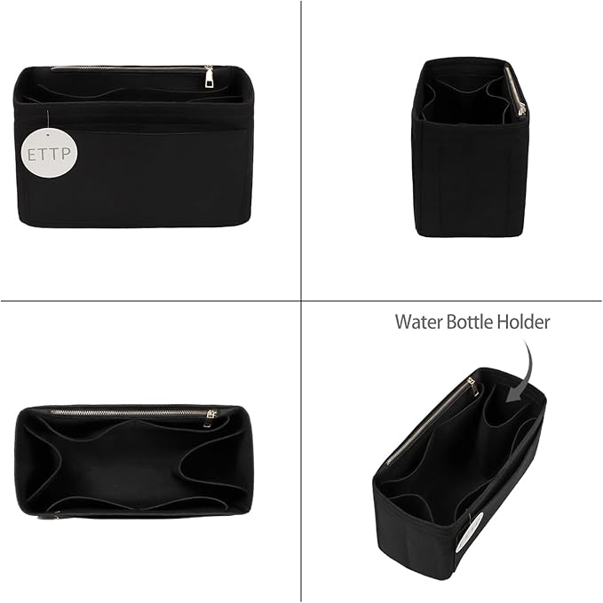 Purse Organizer Insert For Handbags, Tote Bag Organizer Insert, Compatible with MJ Tote and Onthego (Small, Black)