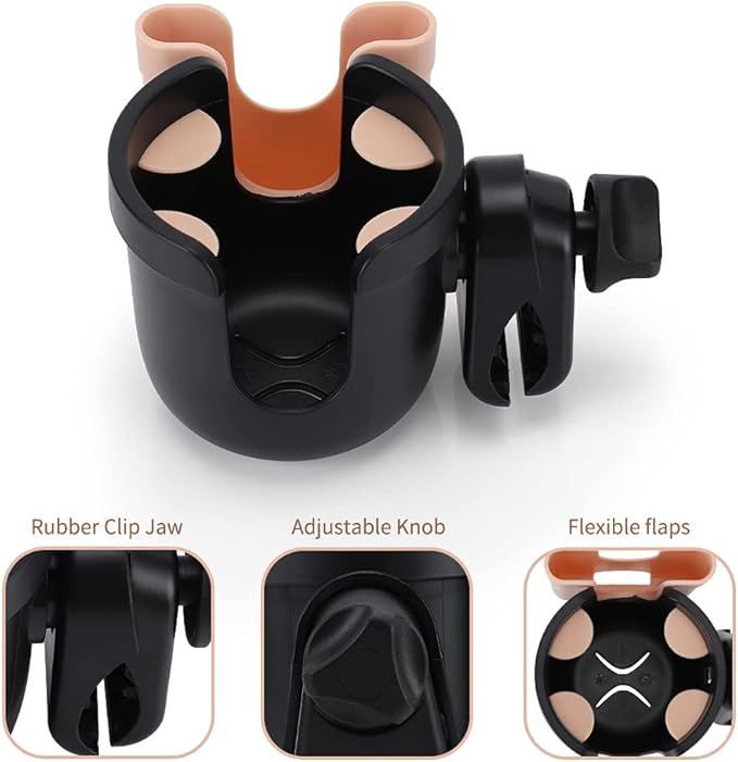 Accmor Stroller Cup Holder with Phone Holder, Bike Cup Holder, Universal Cup Holder for Uppababy Nuna Doona Strollers, 2-in-1 Cup Phone Holder for Stroller Bike Wheelchair Walker Accessory