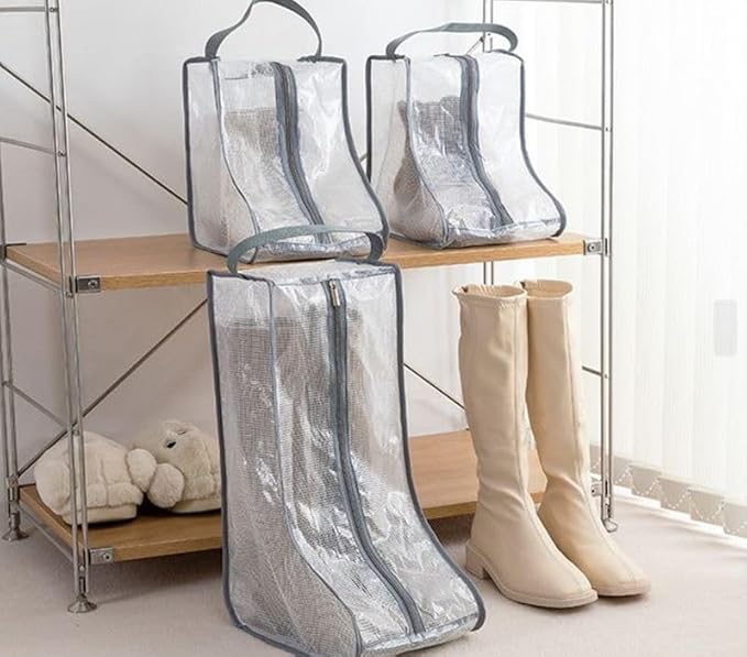 Hewnda Portable 2 Pack Boots Storage, Short Boots Storage/Protector Bag,Grey Portable waterproof storage bags are used for travel storage, under the bed, wardrobe, shoe cabinet and other home storage