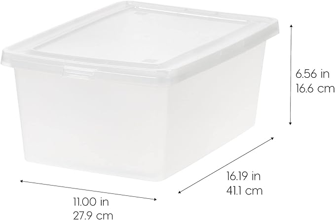 IRIS USA 12-Pack Storage Bins with Lids, 15 Quart, Shoe Boxes Clear Stackable Containers Organize Shoes Closet Shelves, Organization Teacher Tools, Game Storage - BPA-Free Plastic
