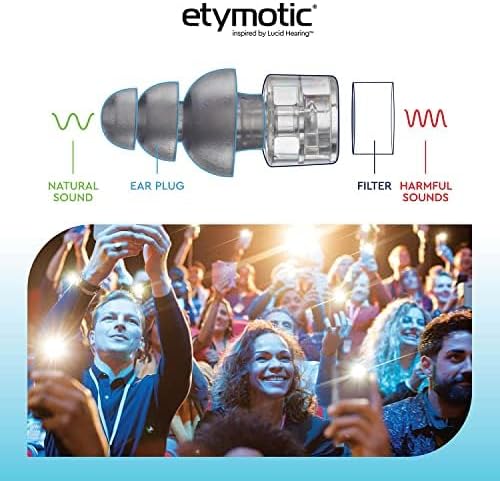 Etymotic Research ER20XS High Fidelity Reusable Earplugs - Low Profile Fit and Waterproof Case - Noise Reduction Ear Plugs for Concerts, Musicians, Raves, Sporting Events & Festivals - Universal Fit