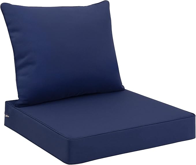 Favoyard Outdoor Seat Cushion Set 22 x 24 Inch Waterproof & Fade Resistant Patio Furniture Cushions with Removable Cover Deep Seat & Back Cushion with Tie Straps for Chair Sofa Couch