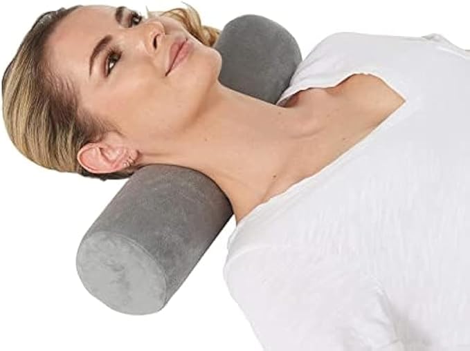 AllSett Health Firm Cervical Neck Roll Memory Foam Pillow, Bolster Pillow, Round Neck Support for Sleeping | Bolster for Bed, Legs, Back and Yoga