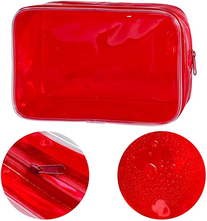 Neon TSA Approved Clear Toiletry Pouch, 7"x2.3"x4.7" Size, PVC Travel Makeup Bags for Toiletries, Transparent Cosmetic Bag for Women and Men Small (dark green)