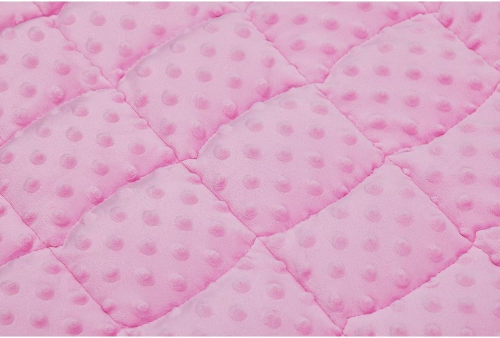TONGDADA Weighted Lap Blanket 7lbs for Adult,Perfect for Relaxation, Lounging, Napping, Sleeping & Travel,Luxury Minky Weighted Body Blanket,Weighted Throw Blanket-Pink Minky Dot, 29" x 24"
