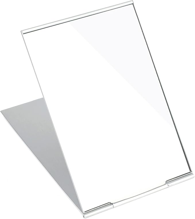 G2PLUS Portable Folding Vanity Mirror, Ultra-Slim Aluminum Shell Travel Mirror, 4x6 Inch Small Mirror for Travel, Bathroom, Makeup, Beauty, Grooming